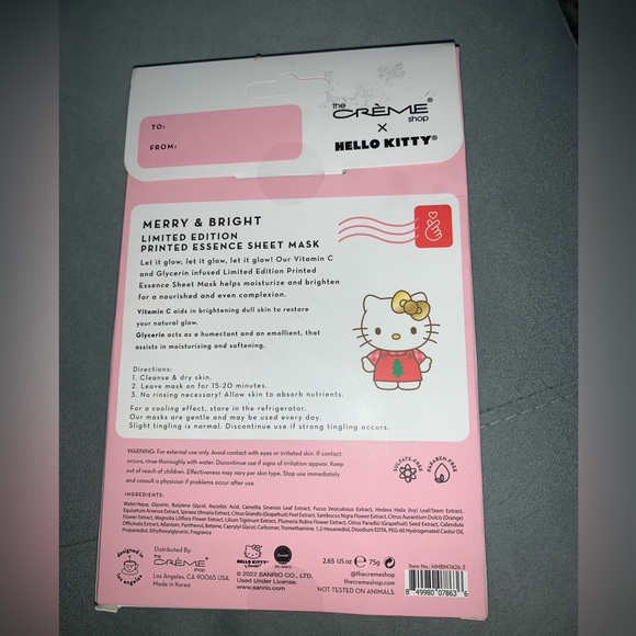NWT the Crème Shop Hello Kitty Merry & Bright Limited Edition Printed Sheet Mask - Picture 4 of 5